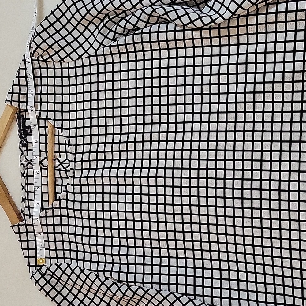 ADRIANNA PAPELL BLACK * WHITE SQUARE DESIGN TOP SMALL - Picture 4 of 11